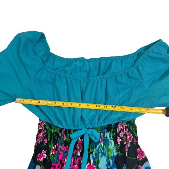 Vintage 1960's Psychedelic Neon Flower Maxi Dress. - Picture 9 of 14